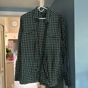 Banana Republic Green Blue plaid luxe flannel